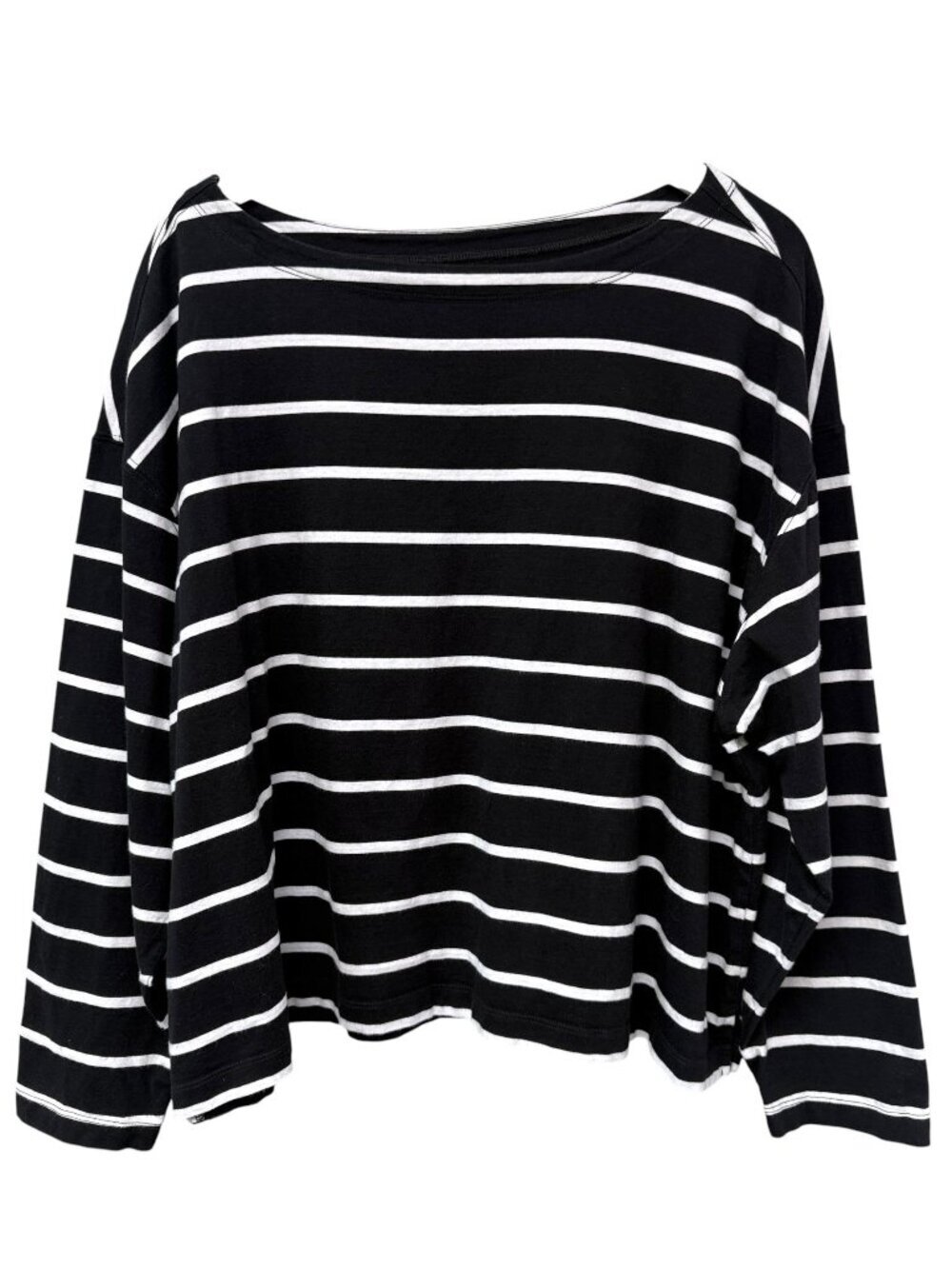 Old Navy Black White Stripe Tee Plus size 2X Womens Boat Neck Nautical Top